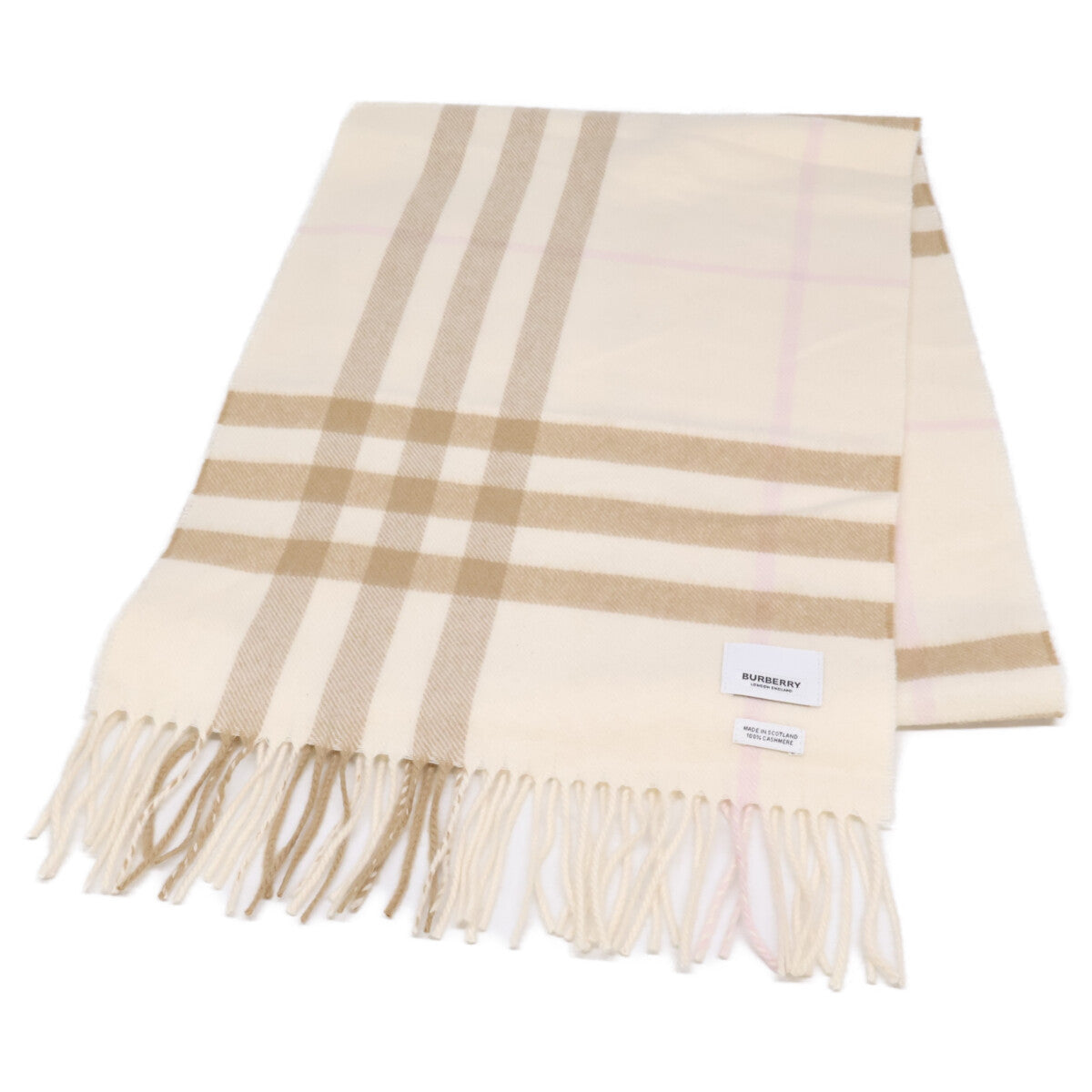 BURBERRY Burberry [excellent condition/domestically authorized] 8020814/70Q checked cashmere fringed scarf