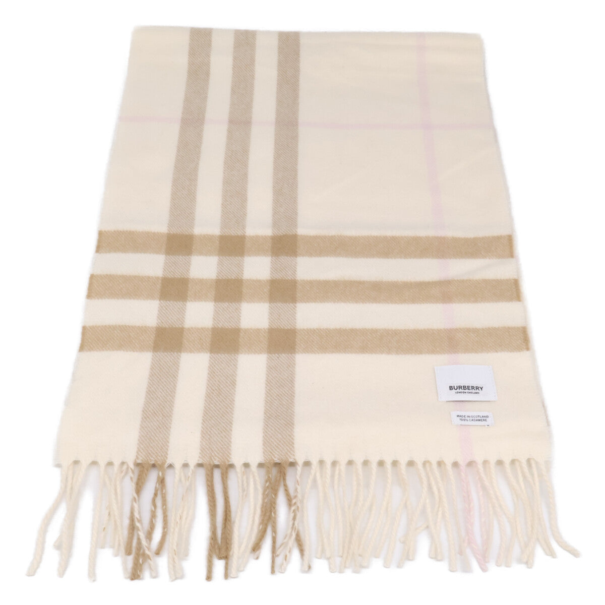 BURBERRY Burberry [excellent condition/domestically authorized] 8020814/70Q checked cashmere fringed scarf