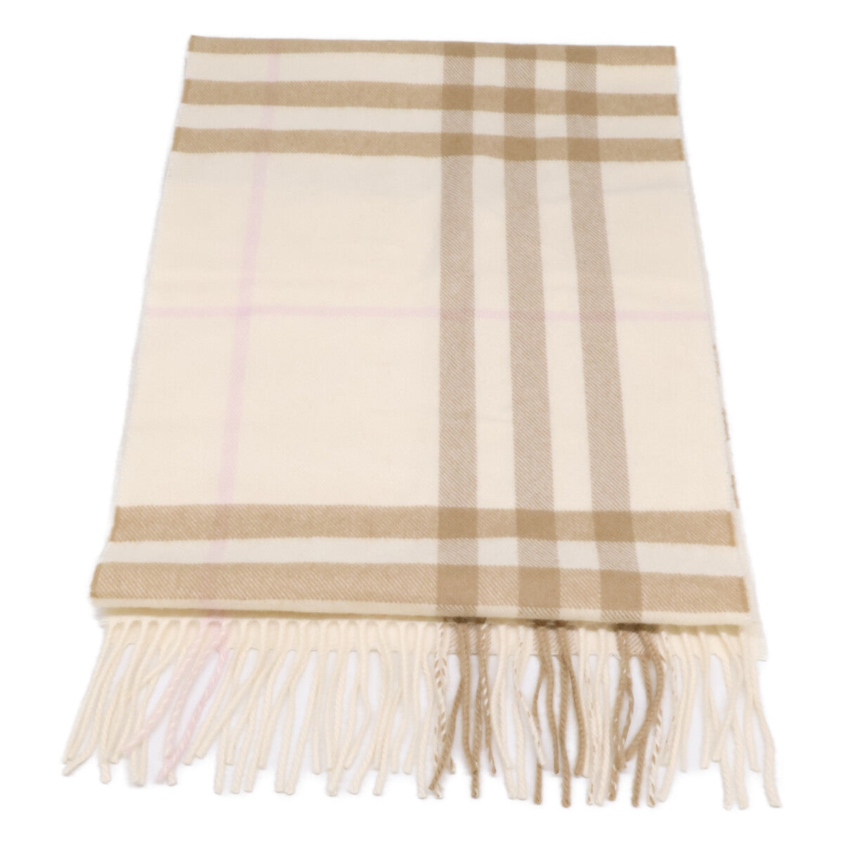 BURBERRY Burberry [excellent condition/domestically authorized] 8020814/70Q checked cashmere fringed scarf