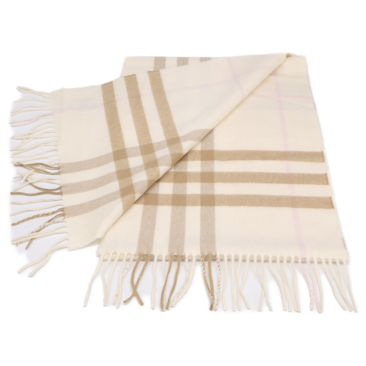 BURBERRY Burberry [excellent condition/domestically authorized] 8020814/70Q checked cashmere fringed scarf