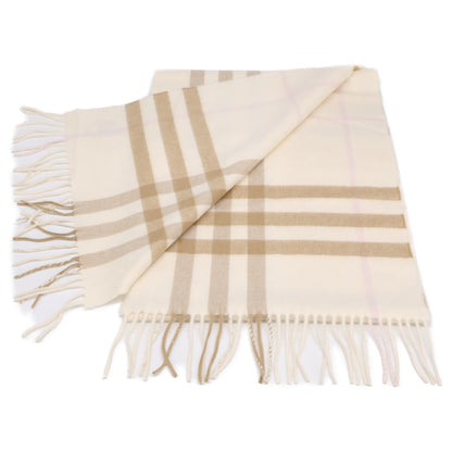 BURBERRY Burberry [excellent condition/domestically authorized] 8020814/70Q checked cashmere fringed scarf