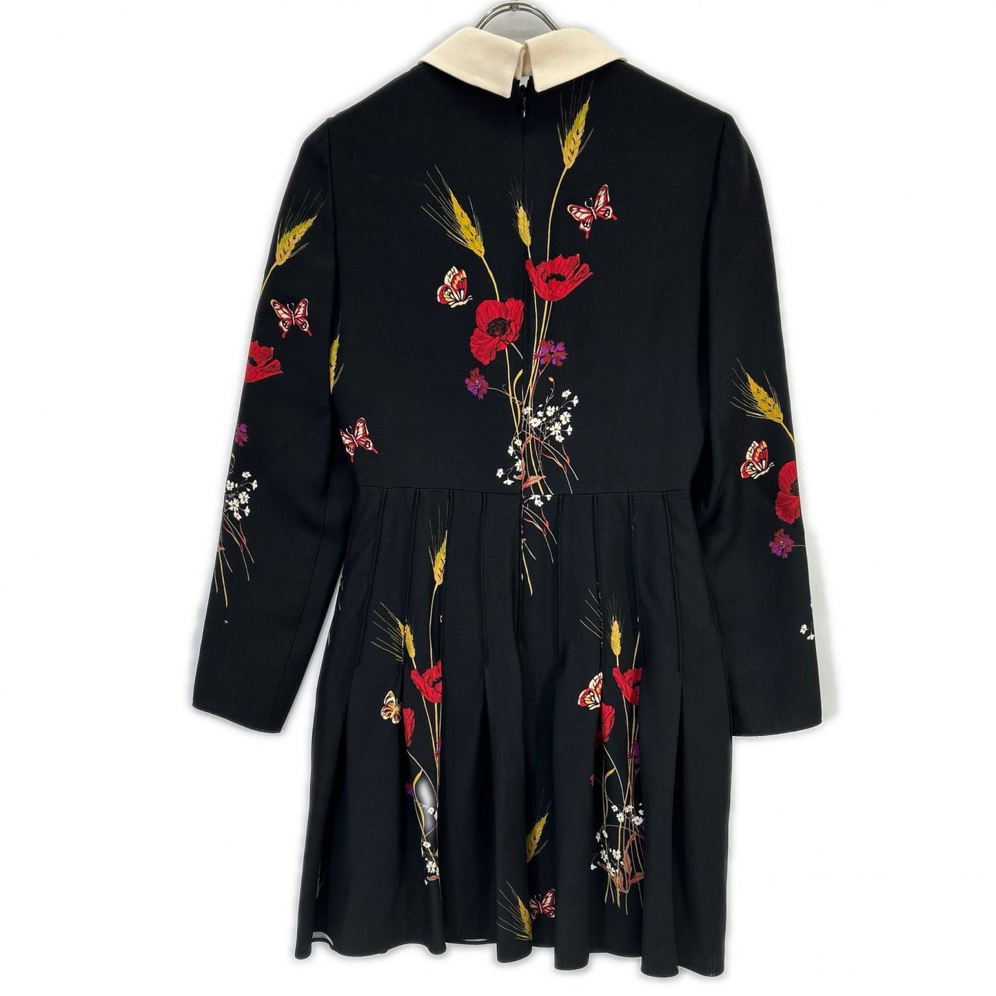 VALENTINO ヴァレンティノ RB3VAKY24GK ブラック ウールシルク 花柄 ミニドレス ワンピース