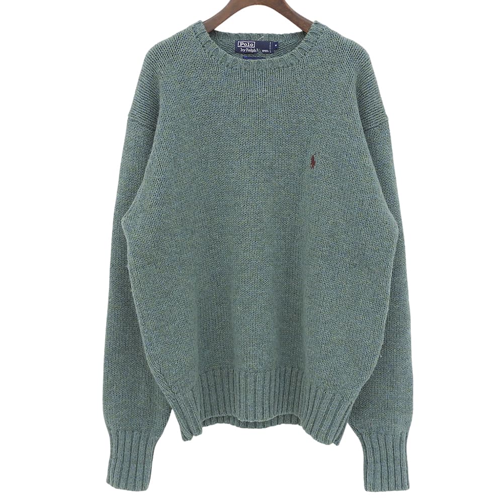 POLO RALPH LAUREN ポロ ラルフローレン ウール100 長袖 ニット トップス メンズ グリーン M トップス