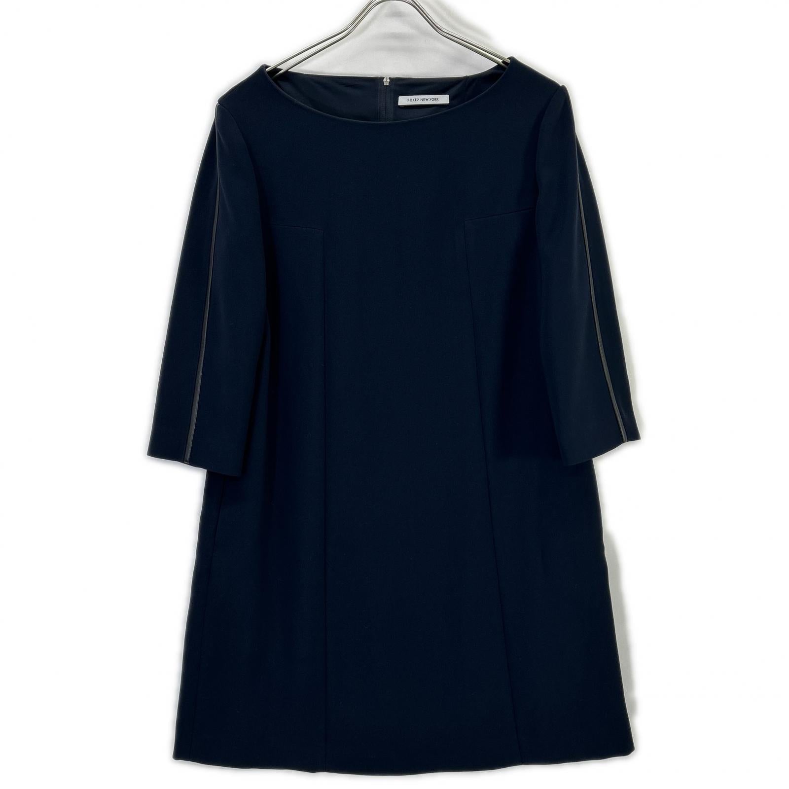 FOXEY NEW YORK フォクシーニューヨーク ネイビー 長袖 ワンピース