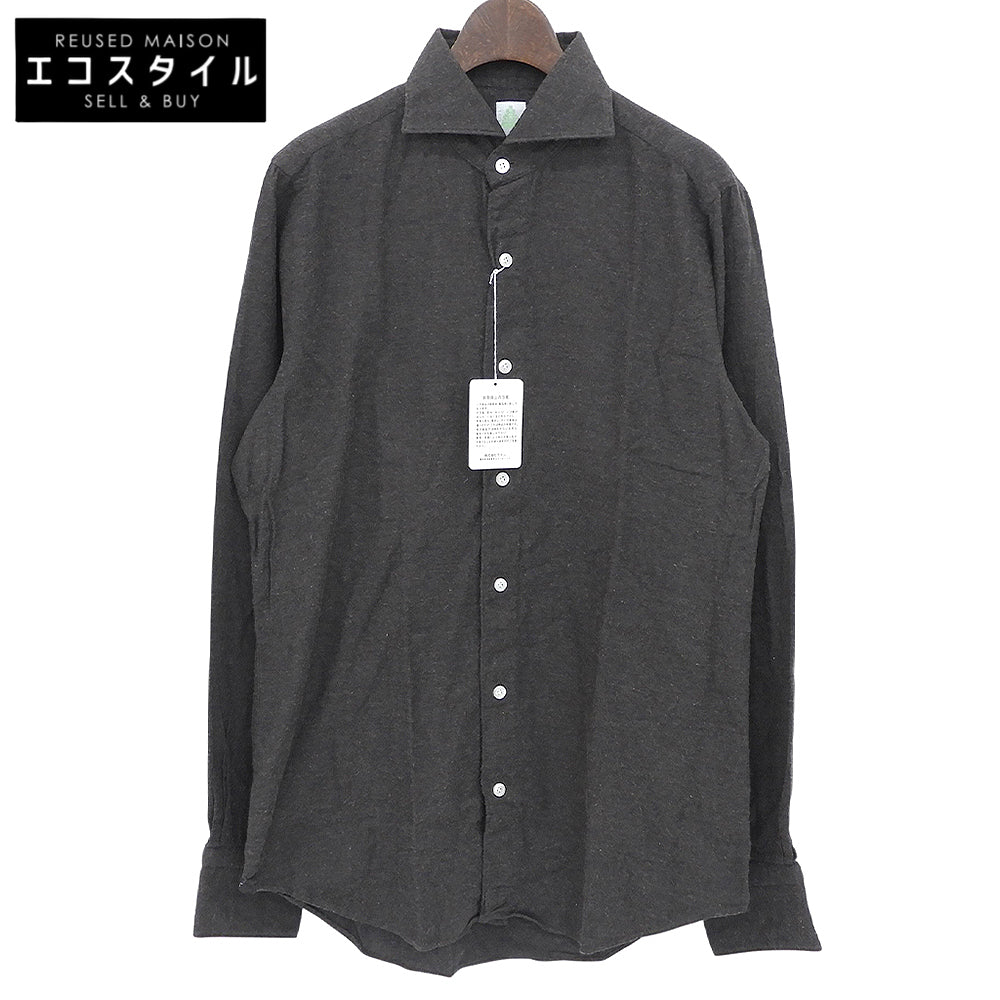 finamore フィナモレ 美品 コットン100 シモーネP シャツ トップス メンズ ブラウン 39 O012025 トップス