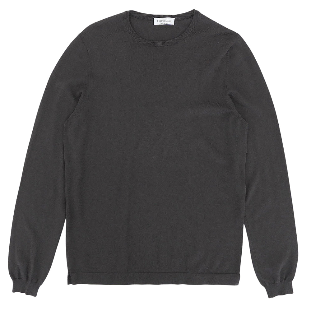 GRAN SASSO グランサッソ 美品 コットン クルーネック 12ゲージ ニット トップス メンズ ブラウン 48 58136 18120 トップス