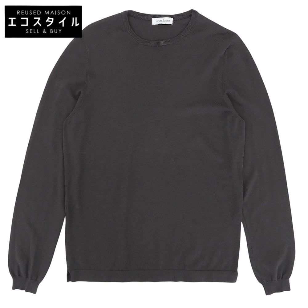 GRAN SASSO グランサッソ 美品 コットン クルーネック 12ゲージ ニット トップス メンズ ブラウン 48 58136 18120 トップス
