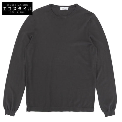 GRAN SASSO グランサッソ 美品 コットン クルーネック 12ゲージ ニット トップス メンズ ブラウン 48 58136 18120 トップス