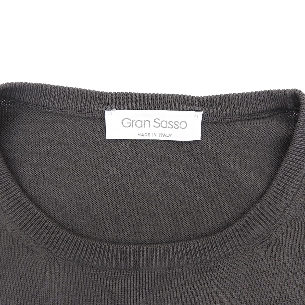 GRAN SASSO グランサッソ 美品 コットン クルーネック 12ゲージ ニット トップス メンズ ブラウン 48 58136 18120 トップス