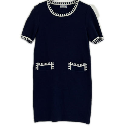 【SALE】 YvesSaintLaurent イヴサンローラン ネイビー レーヨン 半袖ワンピース ワンピース