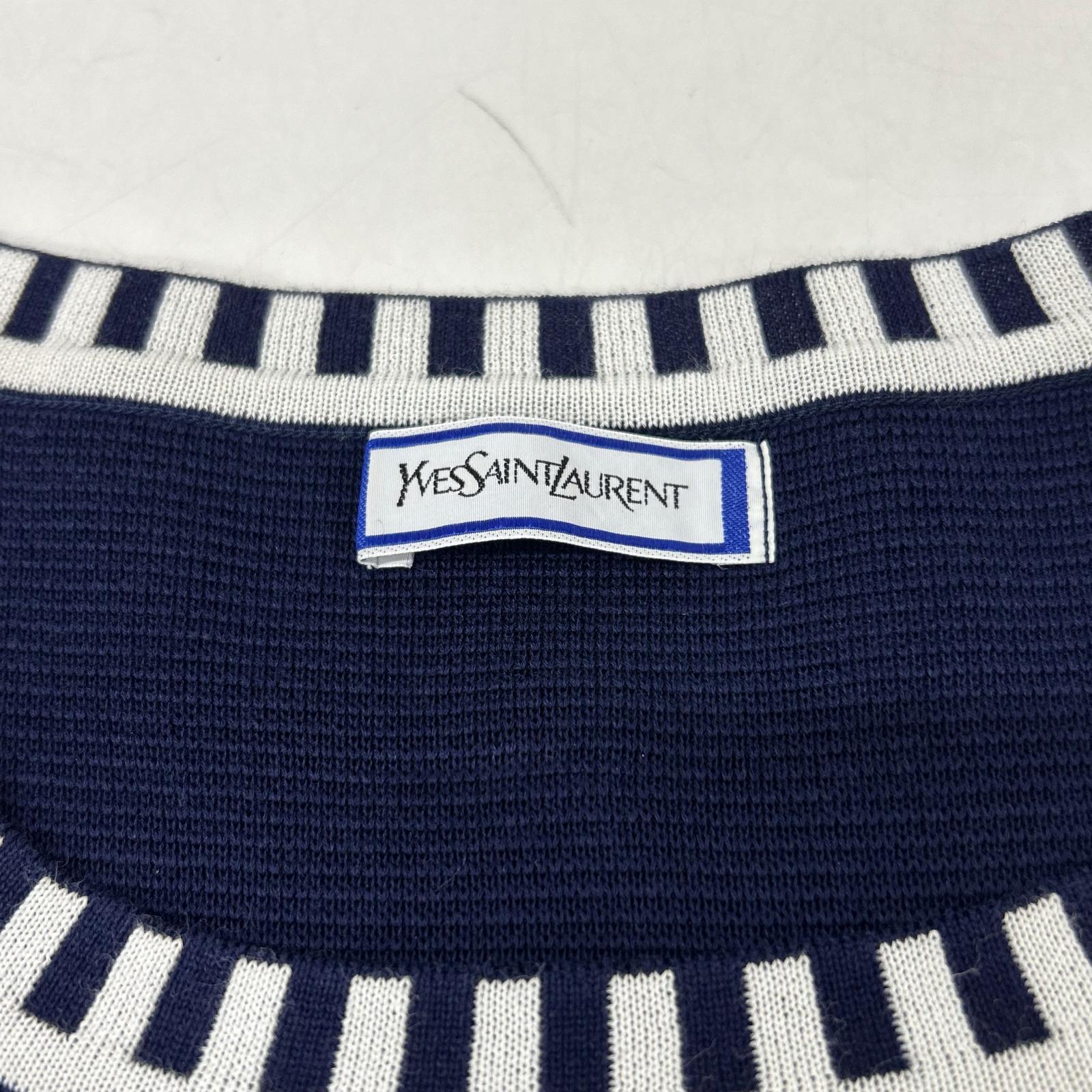 【SALE】 YvesSaintLaurent イヴサンローラン ネイビー レーヨン 半袖ワンピース ワンピース