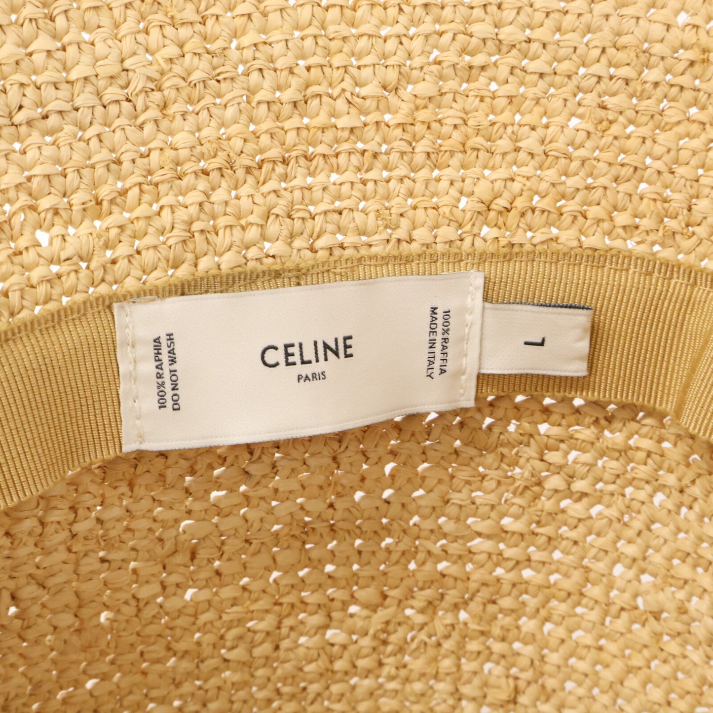 CELINE セリーヌ トリオンフ刺繍 ラフィア バケットハット 帽子