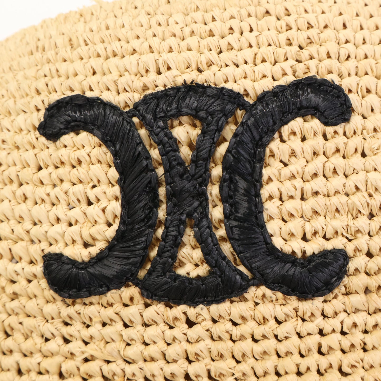 CELINE セリーヌ トリオンフ刺繍 ラフィア バケットハット 帽子