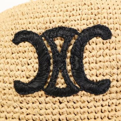 CELINE セリーヌ トリオンフ刺繍 ラフィア バケットハット 帽子