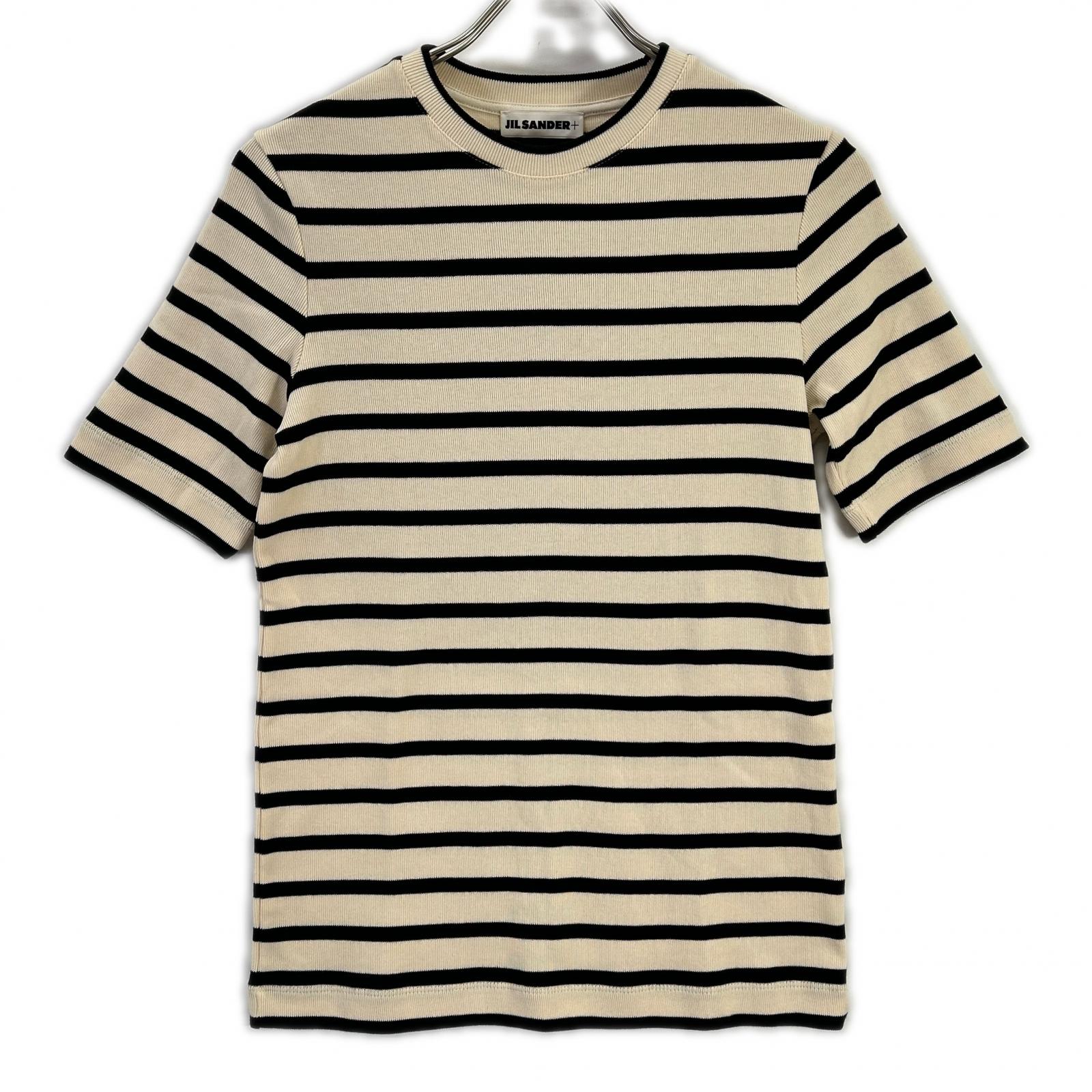 JIL SANDER+ ジルサンダープラス J40GC0111 J46497 アイボリー ボーダー 半袖Tシャツ トップス