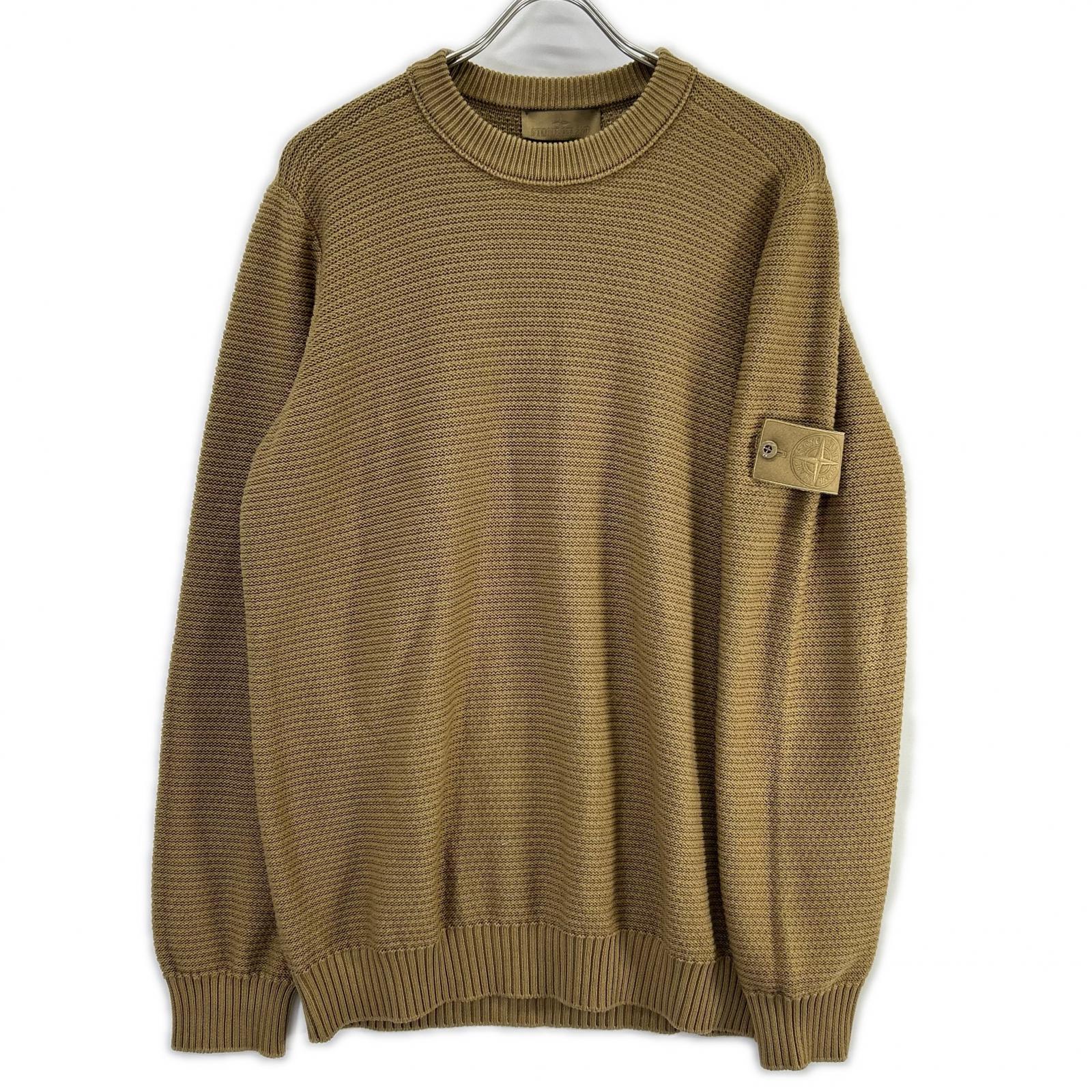 STONE ISLAND ストーンアイランド 25年 L1S155100032 ゴースト ベージュ コットン×カシミア クルーネックジャンパー トップス