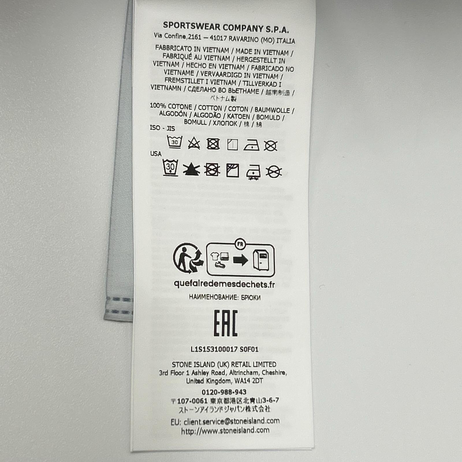 STONE ISLAND ストーンアイランド 25年 ゴースト ブラック L1S153100017 ALL-WEATHER COTTON CANVAS カーゴパンツ ボトムス