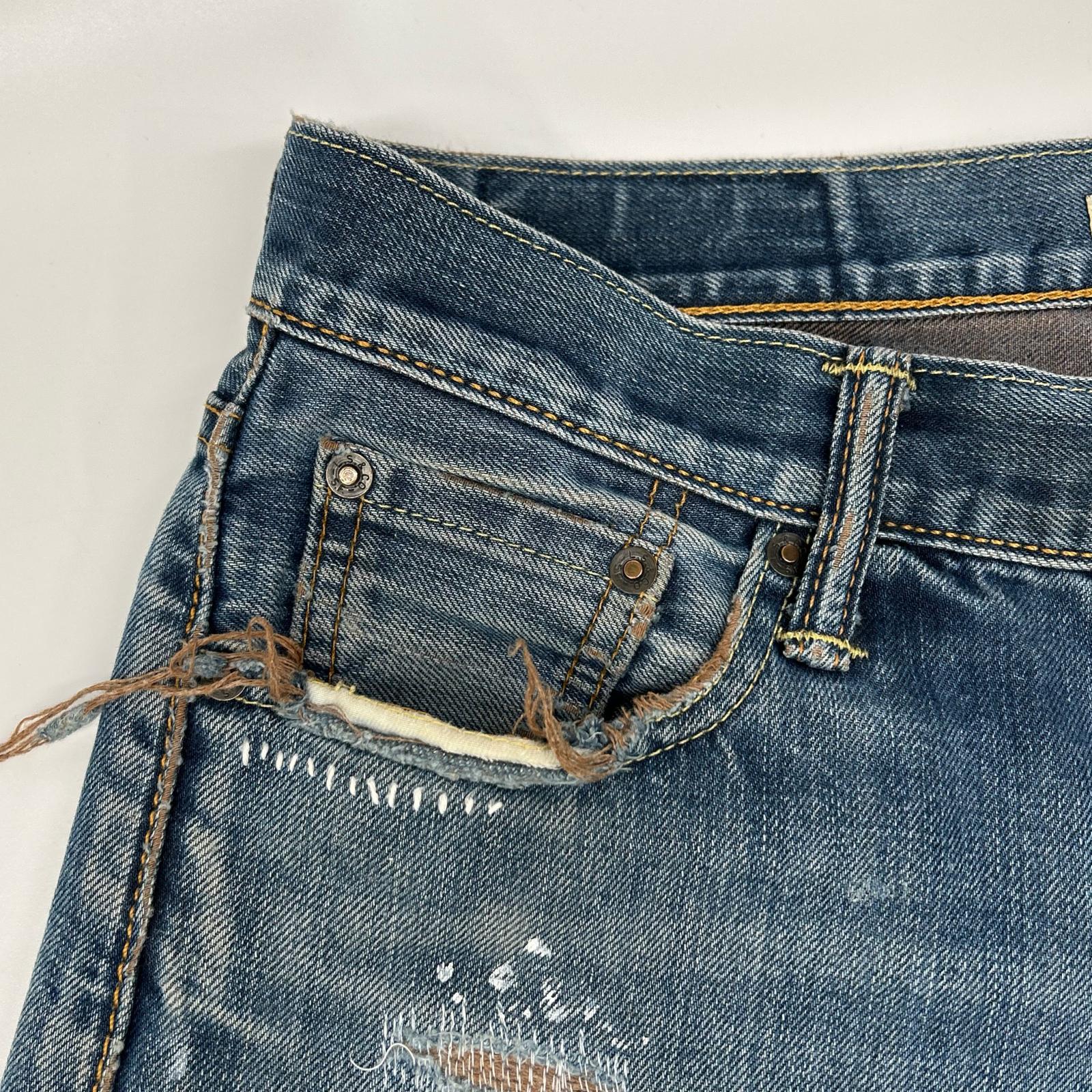 INNOCENCE NYC Innocence New York INSTDM01 Indigo Rush Repair Denim Pants Bottoms