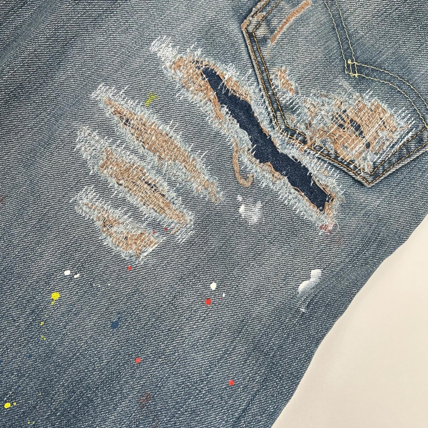 INNOCENCE NYC Innocence New York INSTDM01 Indigo Rush Repair Denim Pants Bottoms
