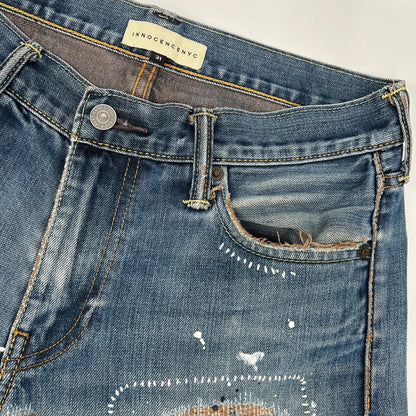 INNOCENCE NYC Innocence New York INSTDM01 Indigo Rush Repair Denim Pants Bottoms