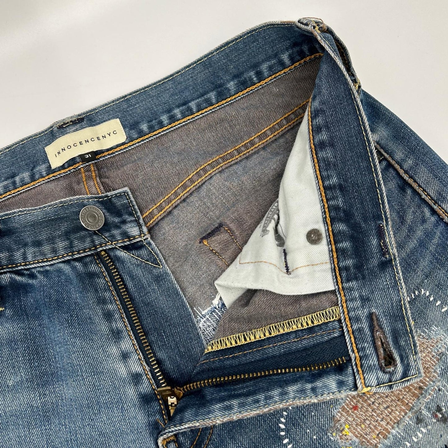 INNOCENCE NYC Innocence New York INSTDM01 Indigo Rush Repair Denim Pants Bottoms