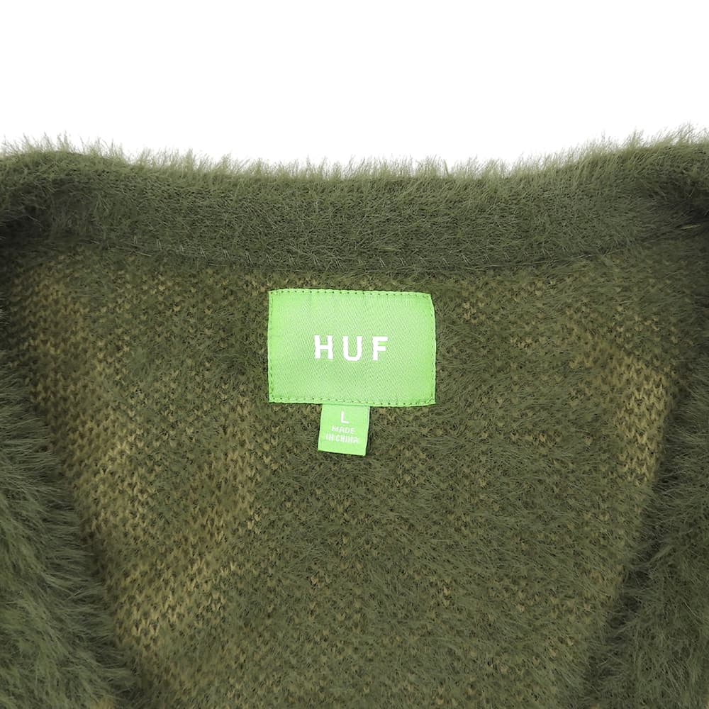 HUF ハフ 美品 グリーン×カーキ PLANTLIFE カーディガン トップス メンズ L グリーン系 トップス