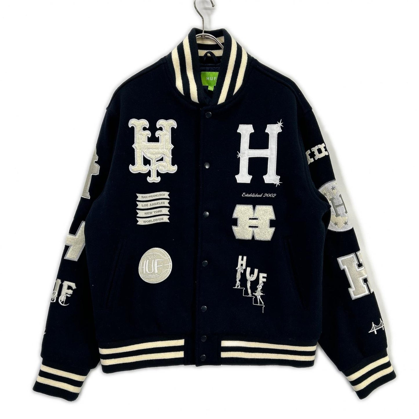 HUF ハフ JK00368 ネイビー 20 Year Classic H Varsity スタジアムジャケット ジャケット