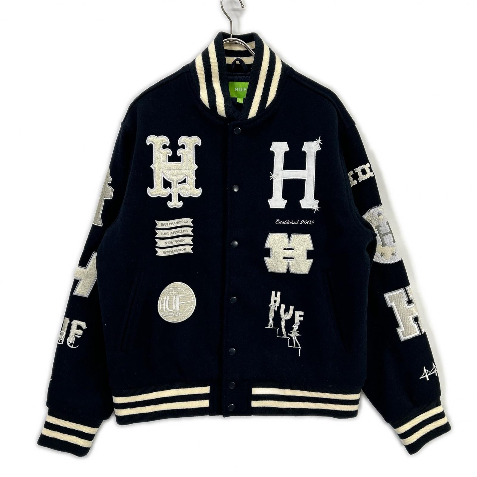 HUF ハフ JK00368 ネイビー 20 Year Classic H Varsity スタジアムジャケット ジャケット
