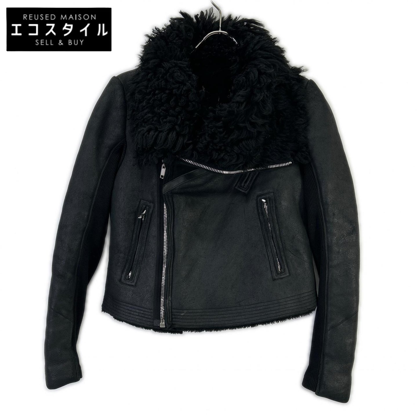 Rick Owens リックオウエンス RP16F2728-LSHTG ブラック レザー ムートンジャケット ジャケット