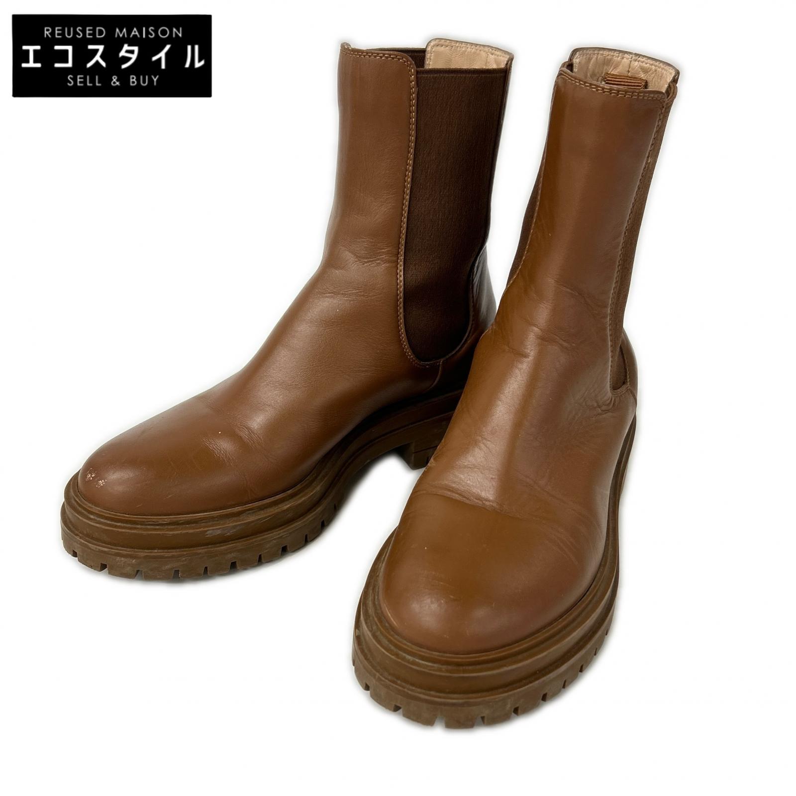 GIANVITOROSSI ジャンヴィトロッシ レザー サイドゴア ブーツ シューズ