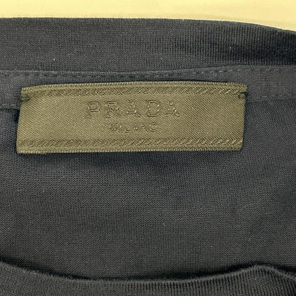 PRADA プラダ UJL879 ネイビー ポケット付き 長袖 コットンTシャツ トップス
