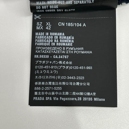 PRADA プラダ UJL879 ネイビー ポケット付き 長袖 コットンTシャツ トップス