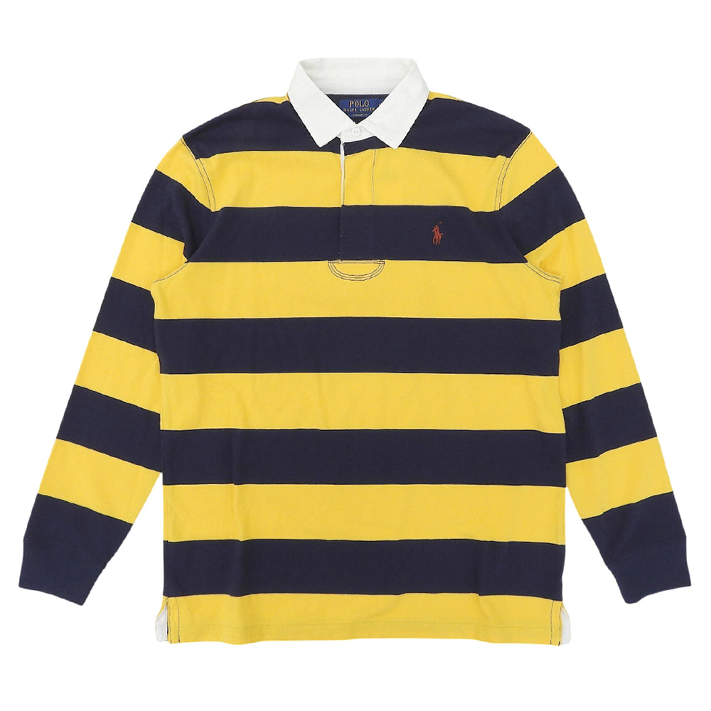 POLO RALPH LAUREN ポロ ラルフローレン ボーダー 長袖 ラガーシャツ トップス メンズ イエロー×ネイビー M トップス