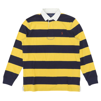 POLO RALPH LAUREN ポロ ラルフローレン ボーダー 長袖 ラガーシャツ トップス メンズ イエロー×ネイビー M トップス