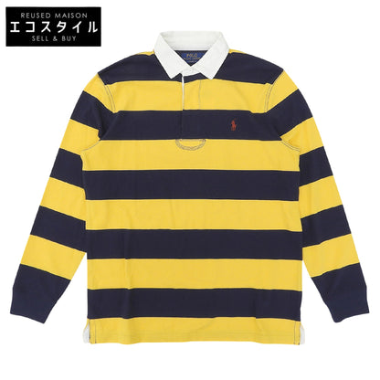 POLO RALPH LAUREN ポロ ラルフローレン ボーダー 長袖 ラガーシャツ トップス メンズ イエロー×ネイビー M トップス