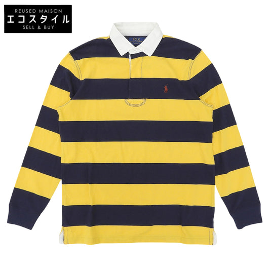 POLO RALPH LAUREN ポロ ラルフローレン ボーダー 長袖 ラガーシャツ トップス メンズ イエロー×ネイビー M トップス