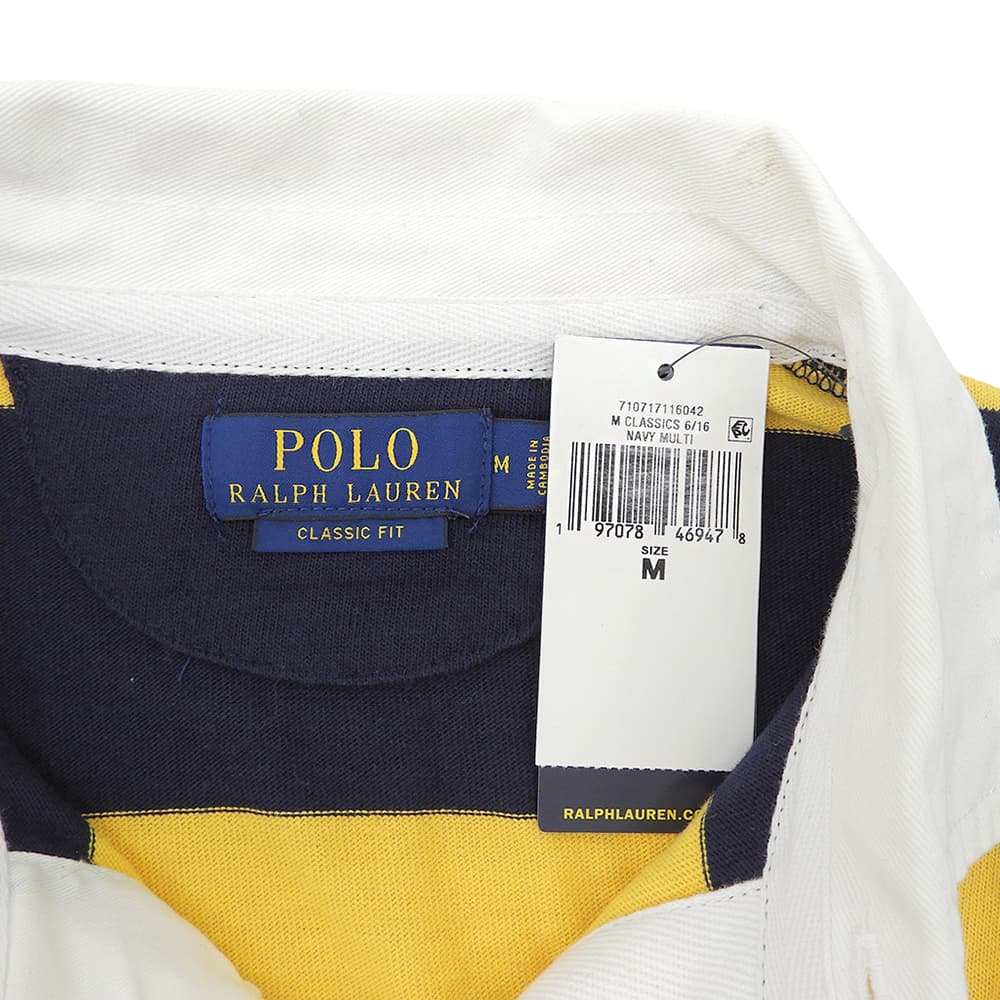 POLO RALPH LAUREN ポロ ラルフローレン ボーダー 長袖 ラガーシャツ トップス メンズ イエロー×ネイビー M トップス