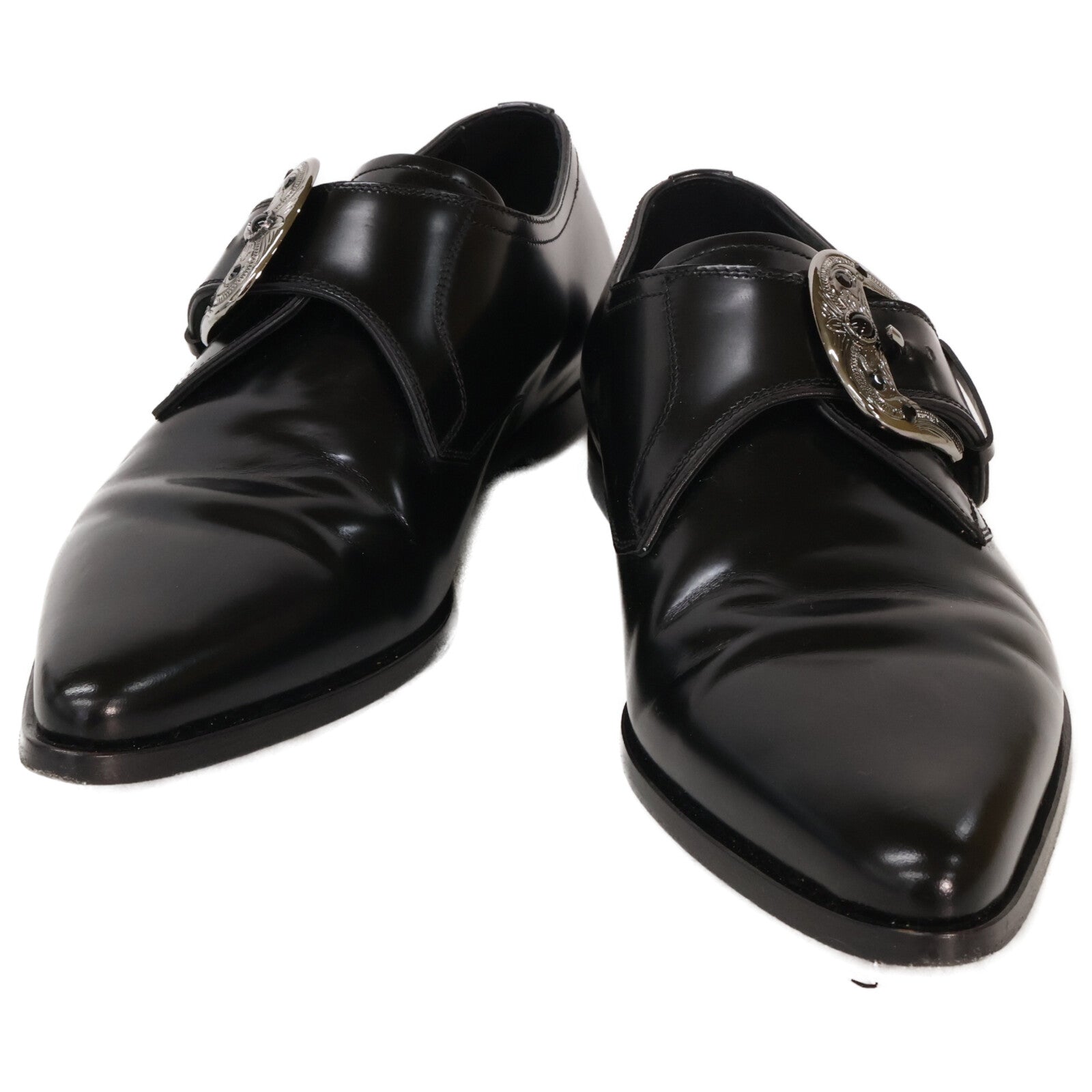DOLCE&GABBANA ドルチェアンドガッバーナ A50375 シルバーバックル シングルモンク ドレスシューズ シューズ