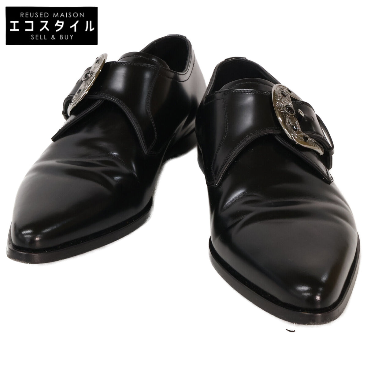 DOLCE&GABBANA ドルチェアンドガッバーナ A50375 シルバーバックル シングルモンク ドレスシューズ シューズ