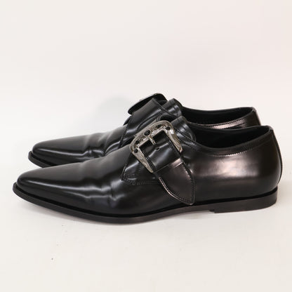 DOLCE&GABBANA ドルチェアンドガッバーナ A50375 シルバーバックル シングルモンク ドレスシューズ シューズ