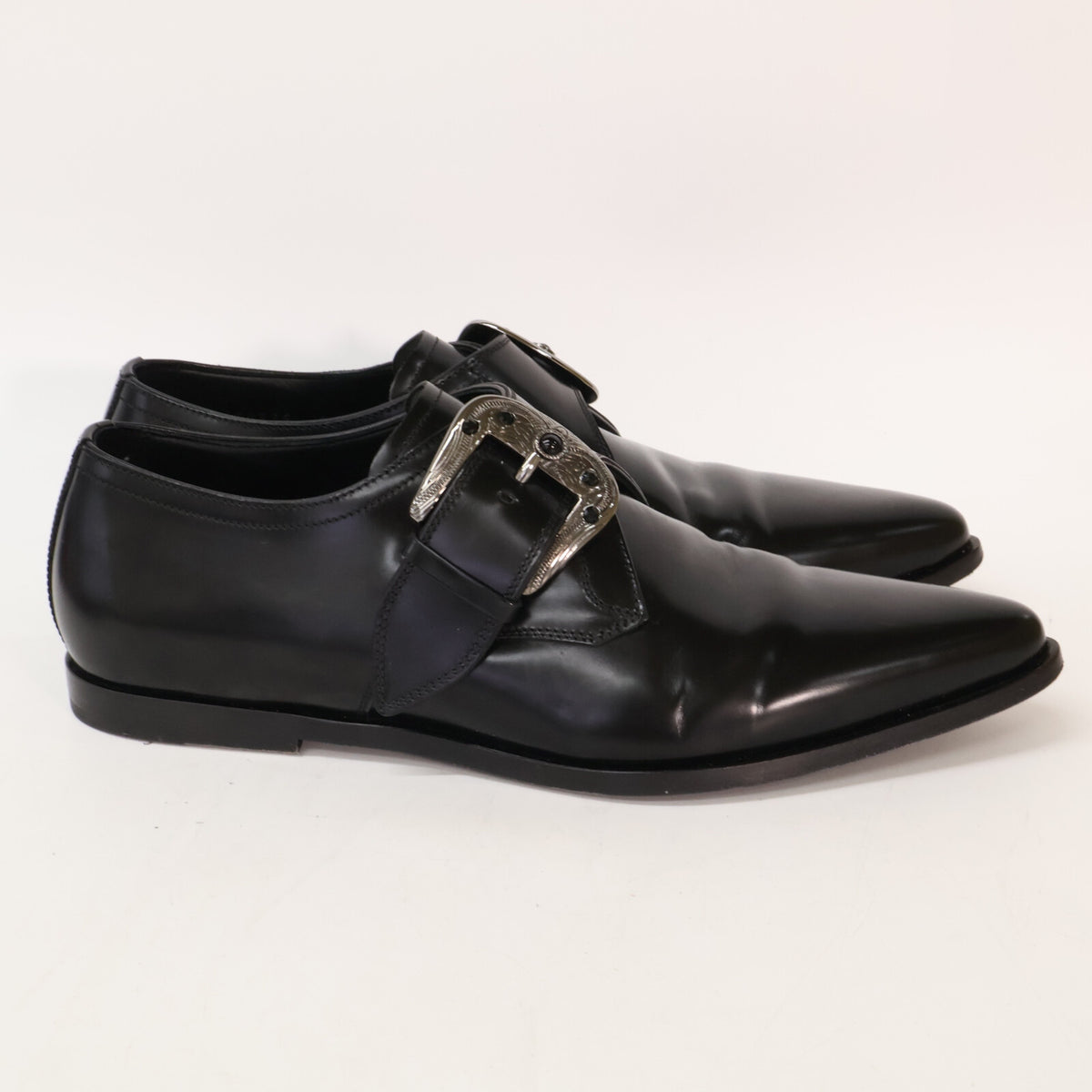 DOLCE&GABBANA ドルチェアンドガッバーナ A50375 シルバーバックル シングルモンク ドレスシューズ シューズ