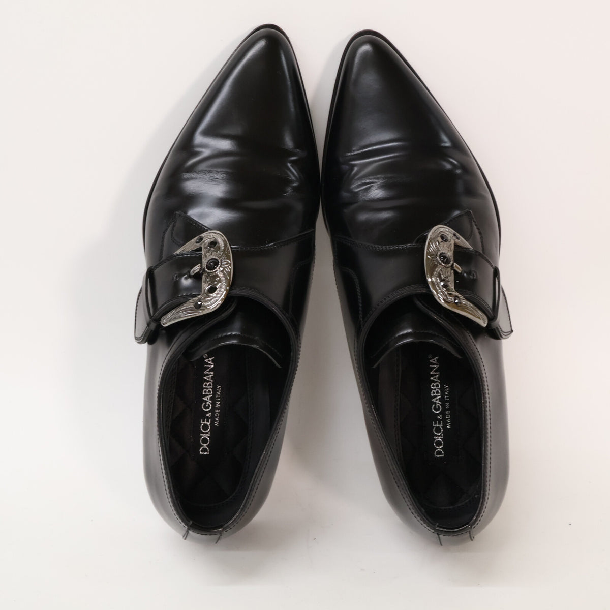 DOLCE&GABBANA ドルチェアンドガッバーナ A50375 シルバーバックル シングルモンク ドレスシューズ シューズ