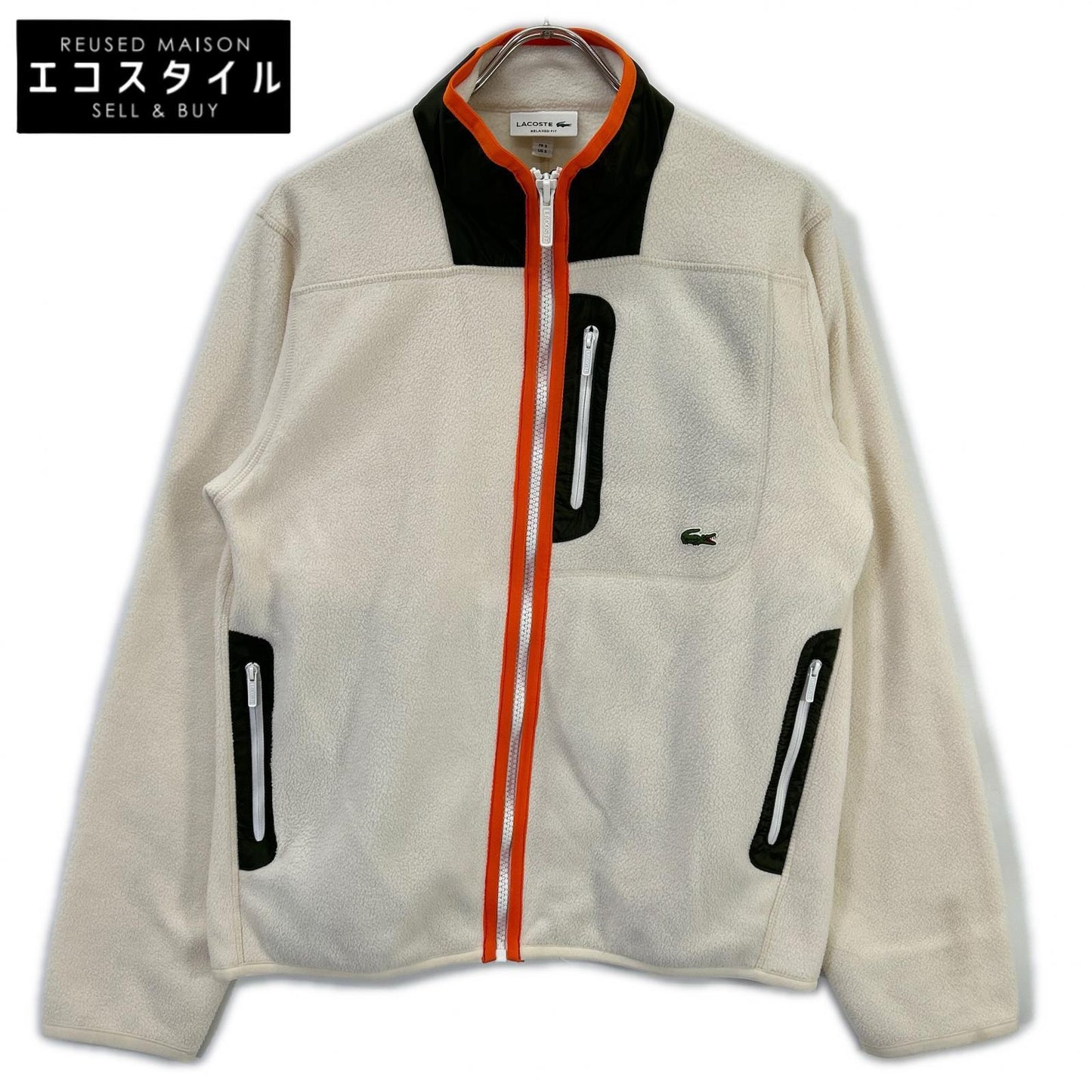Lacoste ラコステ ホワイト パイピングマイクロフリースジャケット ジャケット