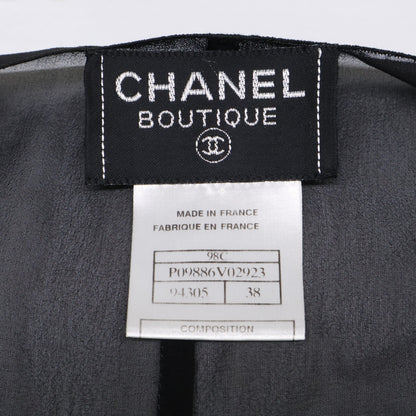 CHANEL シャネル 【美品】98C P09886V02923 袖口 ココマークボールチャーム付 シアー カーディガン トップス