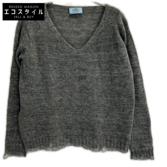 PRADA プラダ グレー 1F88 モヘア ダメージ加工ニット トップス