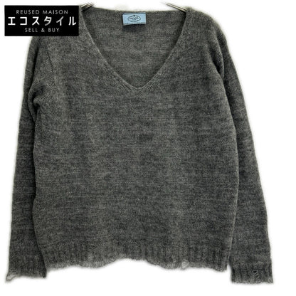 PRADA プラダ グレー 1F88 モヘア ダメージ加工ニット トップス