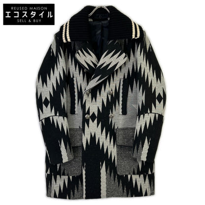 DIESEL BlackGold ディーゼルブラックゴールド グレー ネイティブ柄 コンチョボタン コート コート