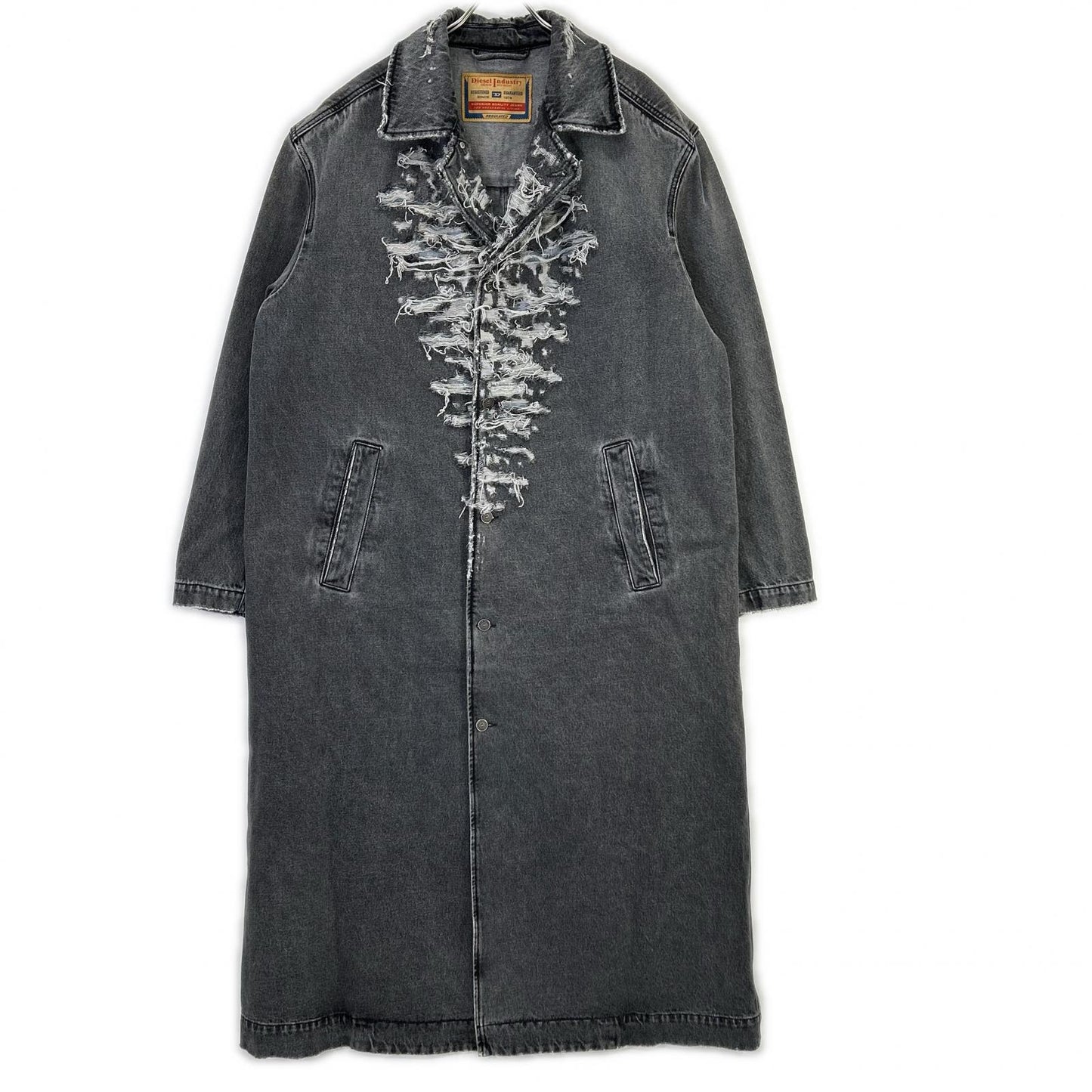 DIESEL ディーゼル 22AW D-ROKU-LONG　チャコール クラッシュ加工 デニム ロングコート コート