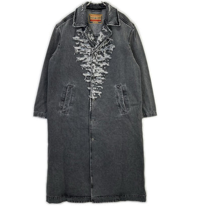DIESEL ディーゼル 22AW D-ROKU-LONG　チャコール クラッシュ加工 デニム ロングコート コート