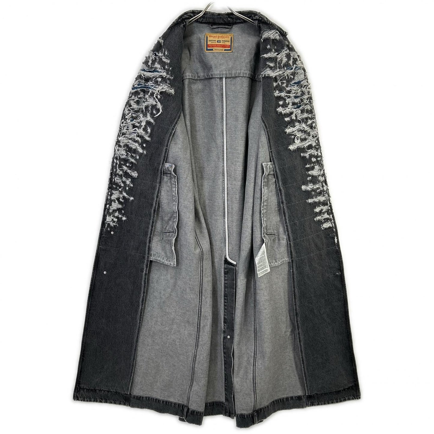 DIESEL ディーゼル 22AW D-ROKU-LONG　チャコール クラッシュ加工 デニム ロングコート コート